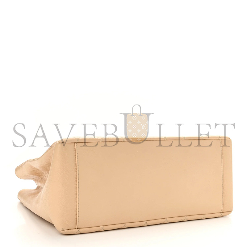 CHANEL CAVIAR QUILTED GRAND SHOPPING TOTE BEIGE (34*24*13cm)